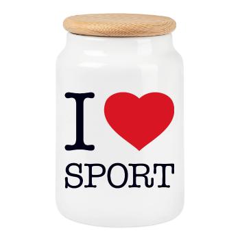 J’ADORE LE SPORT - Boîte à biscuits avec couvercle en bois - blanc - Devant