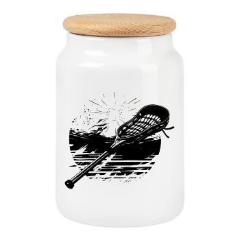 Lacrosse sticks - Cookie Jar with Wooden Lid - white - Front