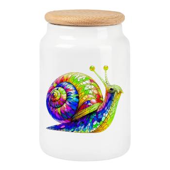 Schnecke - Keksdose mit Holzdeckel - Weiß - Vorne