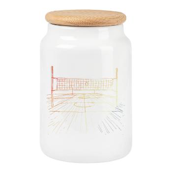 Terrain de volley-ball rétro - Boîte à biscuits avec couvercle en bois - blanc - Devant