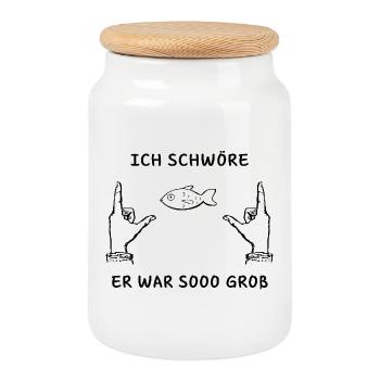 Pêche - Je jure qu’il était si grand - Boîte à biscuits avec couvercle en bois - blanc - Devant