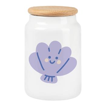 Ocean Shell - Cookie Jar with Wooden Lid - white - Front