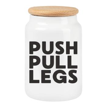 Push Pull Legs Repeat Trainingssplit - Cookie Jar with Wooden Lid - white - Front
