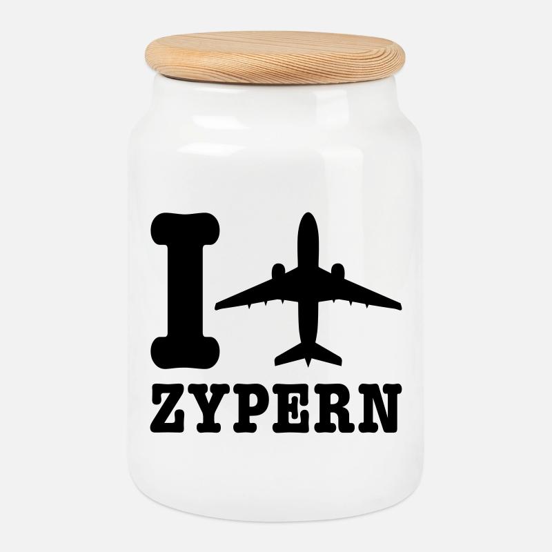Cyprus Holidays - Cookie Jar with Wooden Lid - white