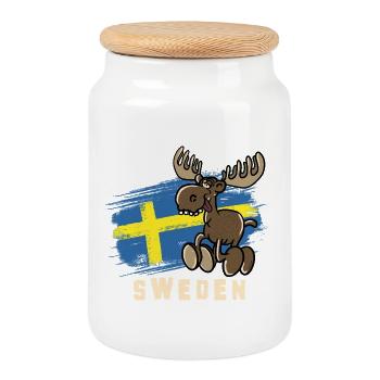 Sweden - Moose - Keksdose mit Holzdeckel - Weiß - Vorne