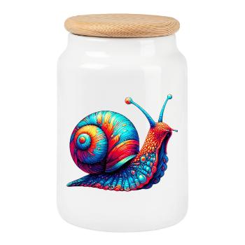 Snail - Cookie Jar with Wooden Lid - white - Front