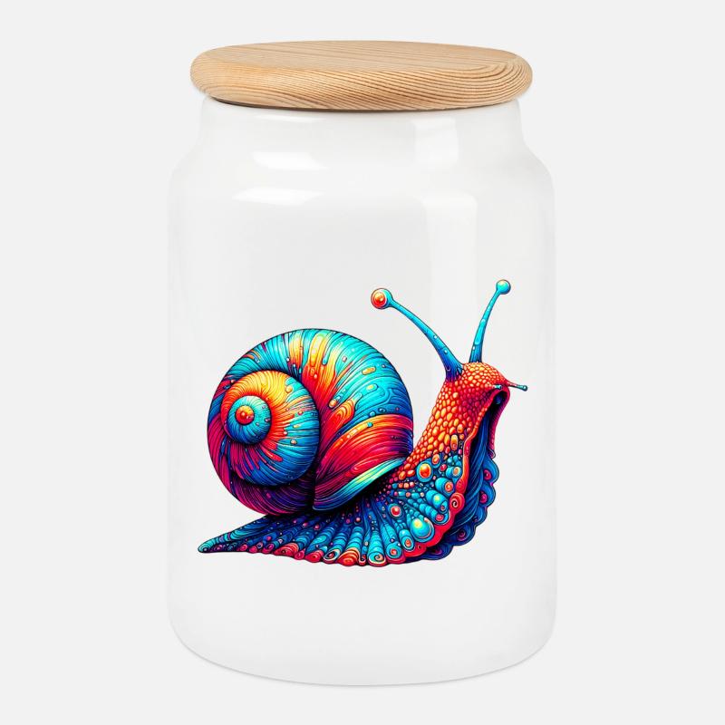 Schnecke - Keksdose mit Holzdeckel - Weiß