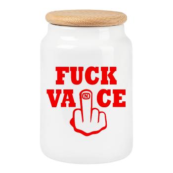 fuck vance - Keksdose mit Holzdeckel - Weiß - Vorne
