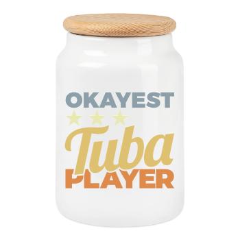 Average tuba player - Cookie Jar with Wooden Lid - white - Front