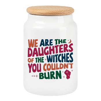 Nous sommes les filles des sorcières que tu n’as pas pu brûler - Boîte à biscuits avec couvercle en bois - blanc - Devant