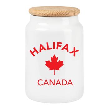 HALIFAX CANADA - Cookie Jar with Wooden Lid - white - Front