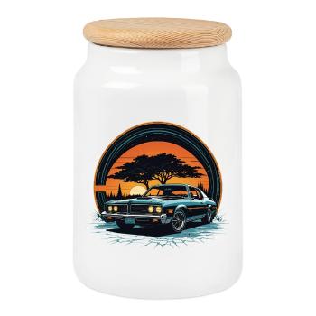 car_01 - Boîte à biscuits avec couvercle en bois - blanc - Devant