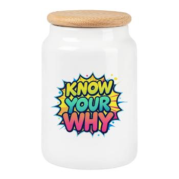 Know Your Why - Cookie Jar with Wooden Lid - white - Front