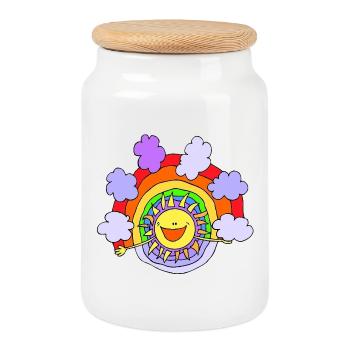 Baby Collection Summer Sun 11 - Cookie Jar with Wooden Lid - white - Front