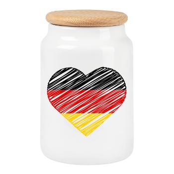 I Love Germany Flag Heart German Deutschland Shirt - Cookie Jar with Wooden Lid - white - Front