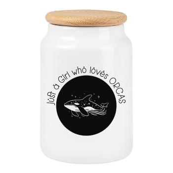 Juste une fille qui aime les orques - Boîte à biscuits avec couvercle en bois - blanc - Devant