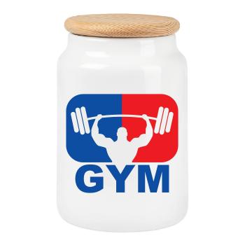 GYM Musculation Poids - Boîte à biscuits avec couvercle en bois - blanc - Devant