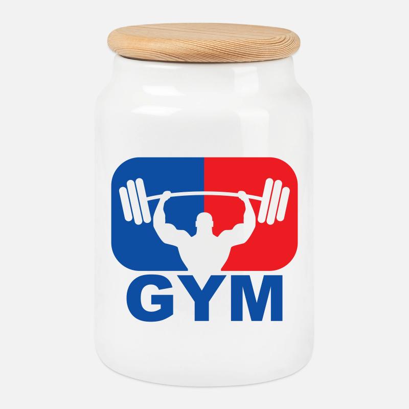 GYM Bodybuilding Gewicht - Keksdose mit Holzdeckel - Weiß