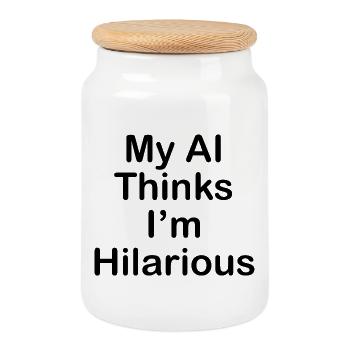 Abstract Geometric Art Pattern for T-Shirts - Cookie Jar with Wooden Lid - white - Front