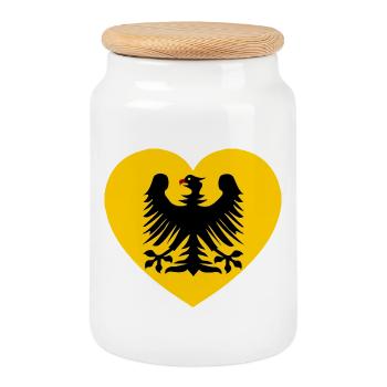 Heraldic eagle emblem in the heart - Cookie Jar with Wooden Lid - white - Front