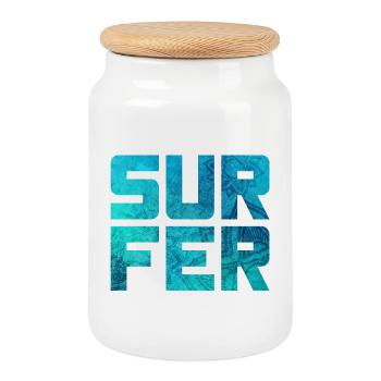Surfer Mandala Muster surfen Camping Sport Wasser - Keksdose mit Holzdeckel - Weiß - Vorne
