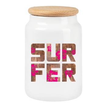 Surfeur Hawaï Camping Plage Planche de surf Camp d’été - Boîte à biscuits avec couvercle en bois - blanc - Devant
