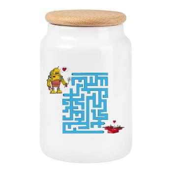 Das Labyrinth der Liebe - Keksdose mit Holzdeckel - Weiß - Vorne