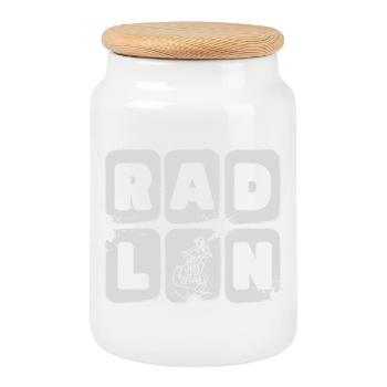 radln - radeln, MTB, Mountainbike - Keksdose mit Holzdeckel - Weiß - Vorne