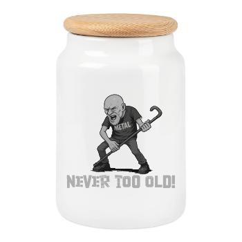 Never too old – (Metal-Opa) - Keksdose mit Holzdeckel - Weiß - Vorne