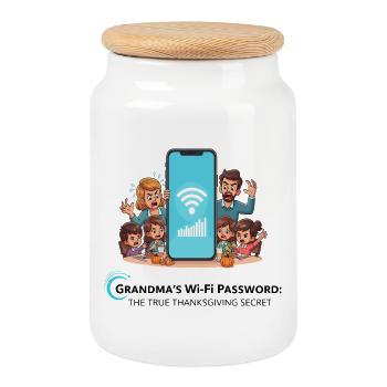 Omas WLAN-Passwort - Keksdose mit Holzdeckel - Weiß - Vorne