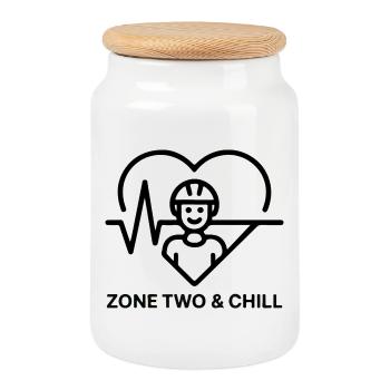Zone Deux & Chill Cyclist Heart - Boîte à biscuits avec couvercle en bois - blanc - Devant