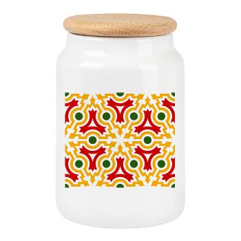 Malaga street walls 1 - Cookie Jar with Wooden Lid - white - Front