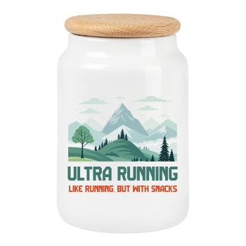 L’ultra running, comme la course à pied mais avec des collations - Boîte à biscuits avec couvercle en bois - blanc - Devant