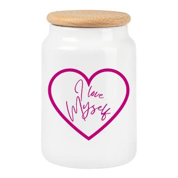 Ich liebe mich - Keksdose mit Holzdeckel - Weiß - Vorne