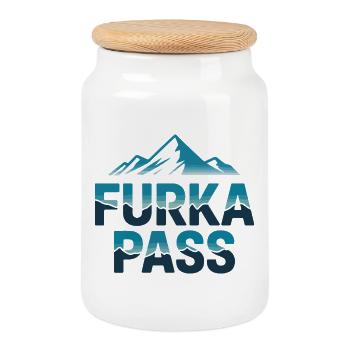 Furkapass Moderne alpine Radsportkunst - Keksdose mit Holzdeckel - Weiß - Vorne