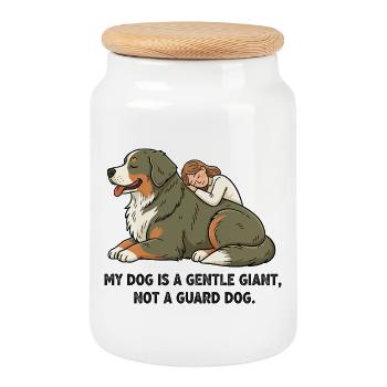 Mein Hund ist ein sanfter Riese, kein Wachhund. - Keksdose mit Holzdeckel - Weiß - Vorne