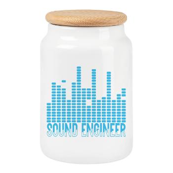 Conception d’ondes d’ingénieur du son - Boîte à biscuits avec couvercle en bois - blanc - Devant