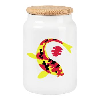 Poisson abstract en couleurs vives - Boîte à biscuits avec couvercle en bois - blanc - Devant