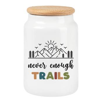 Trailrunning – Nie genug Trails - Keksdose mit Holzdeckel - Weiß - Vorne
