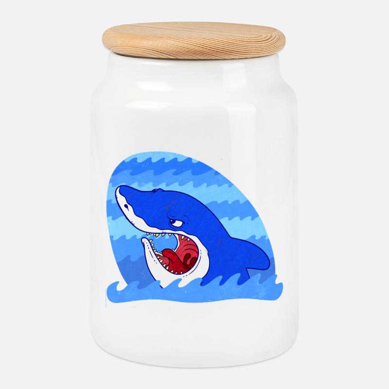 Grim Shark - Keksdose mit Holzdeckel - Weiß