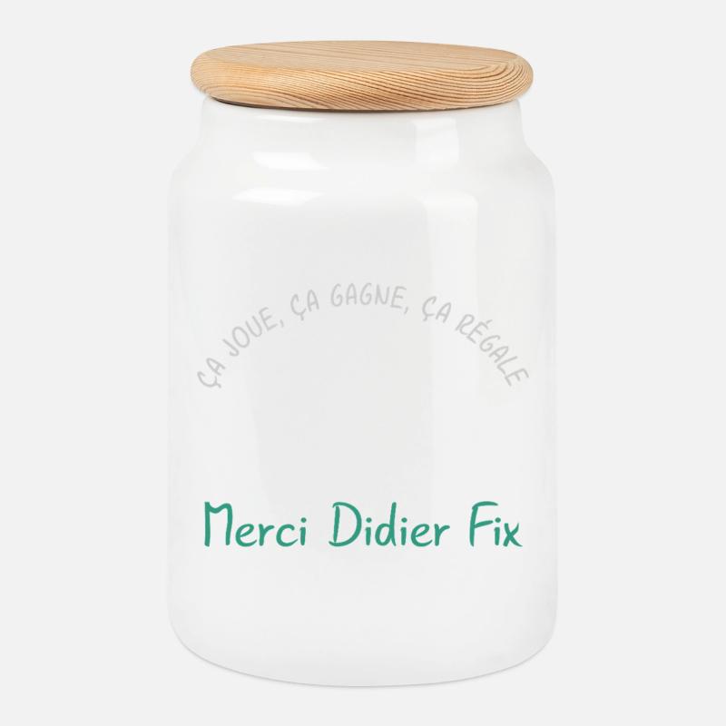 Ca_joue_ca_gagne_ca_regale - Cookie Jar with Wooden Lid - white