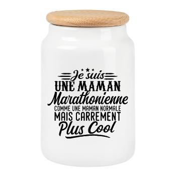 Maman Marathonienne: normale, mais en plus badass - Boîte à biscuits avec couvercle en bois - blanc - Devant