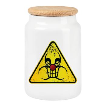 Danger Clown - Cookie Jar with Wooden Lid - white - Front