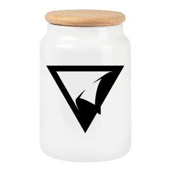 TRIANGLE PATCH - Cookie Jar with Wooden Lid - white - Front