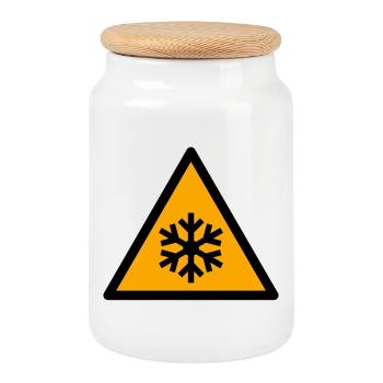 Glacé | Flocon de neige en triangle - Boîte à biscuits avec couvercle en bois - blanc - Devant