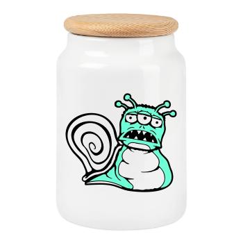 snail alien monster Halloween extraterrestrial - Cookie Jar with Wooden Lid - white - Front