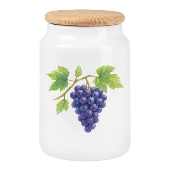 Grapes watercolor illustration - Cookie Jar with Wooden Lid - white - Front