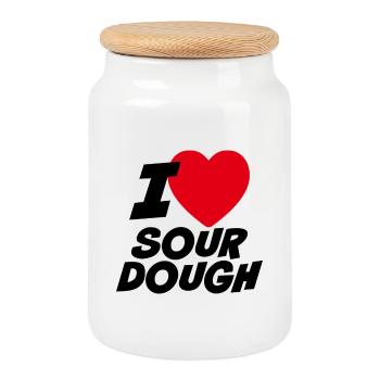 J'adore le pain au levain - Boîte à biscuits avec couvercle en bois - blanc - Devant