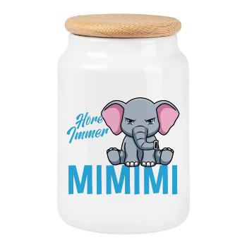 I Always Hear Only a Mimimi Elephant - Cookie Jar with Wooden Lid - white - Front