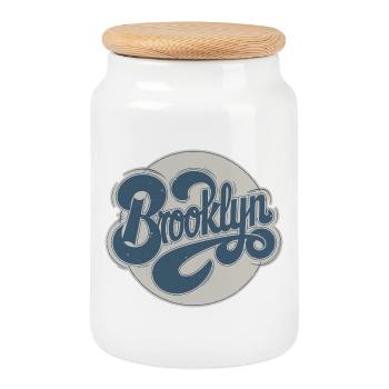 Typographie vintage Brooklyn - Boîte à biscuits avec couvercle en bois - blanc - Devant